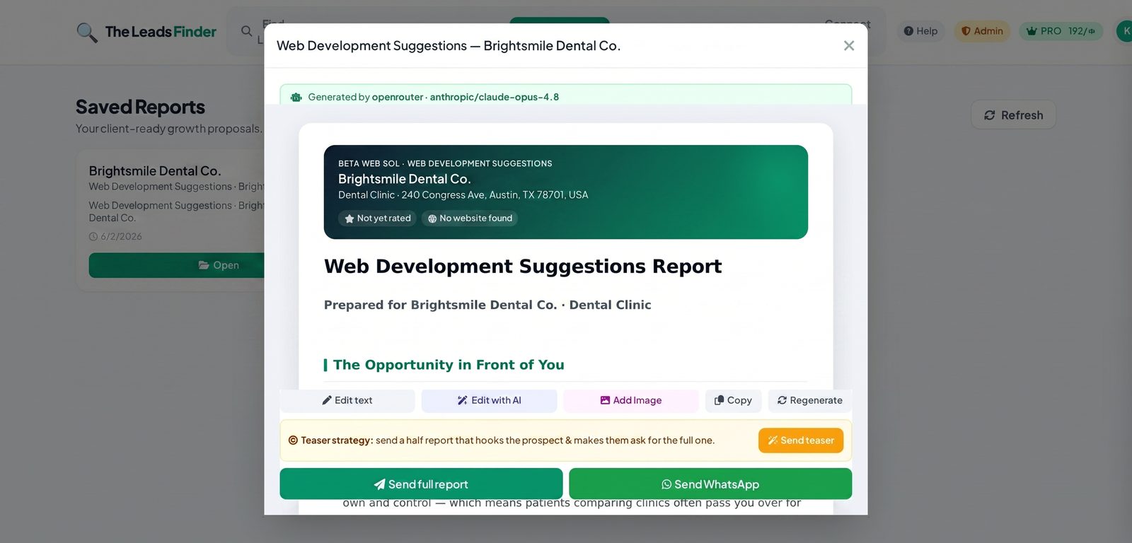 The Leads Finder — AI-generated client audit report